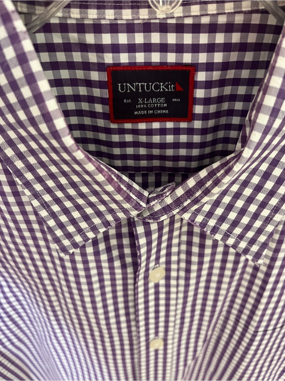 UNTUCKit Purple and White Gingham Button-Down Shirt